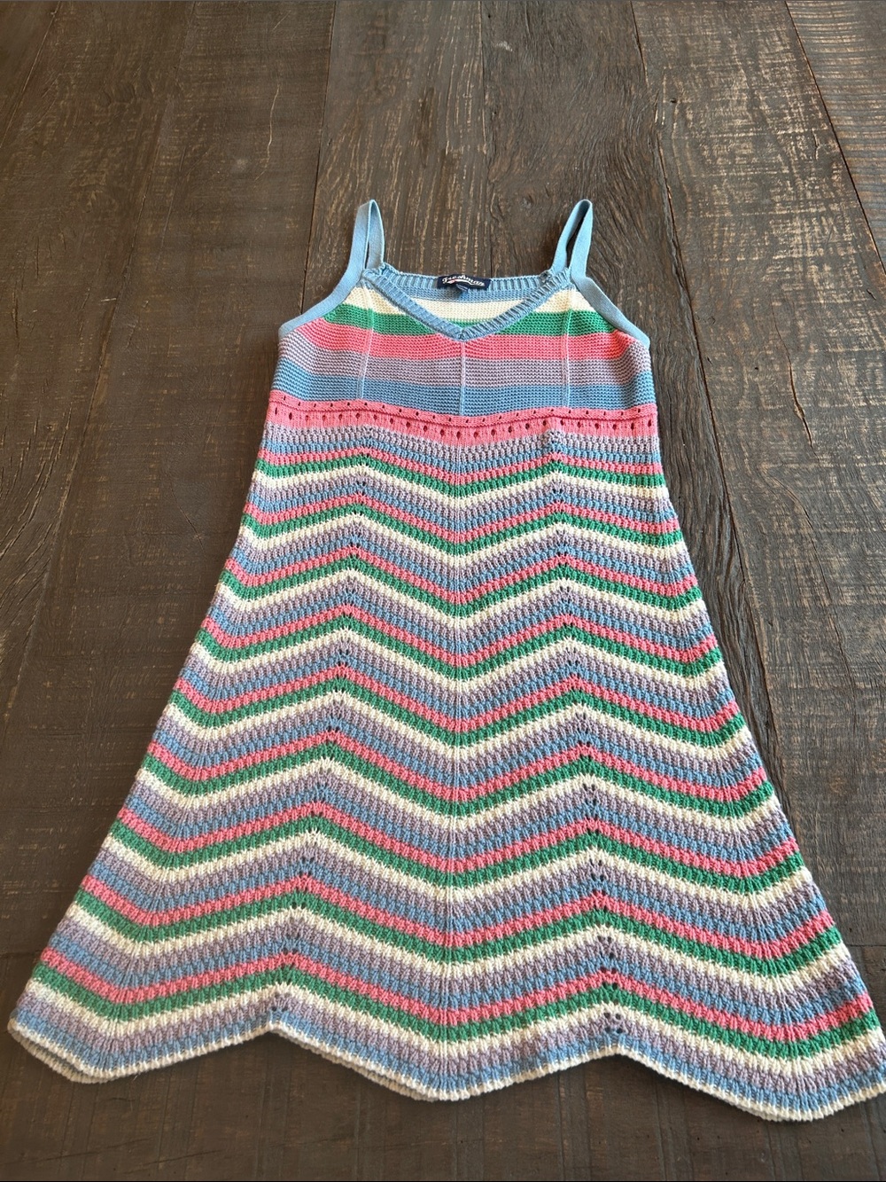 Freshman Girls' Multicolor Chevron Knit Sundress - Blue, Pink, Green, White